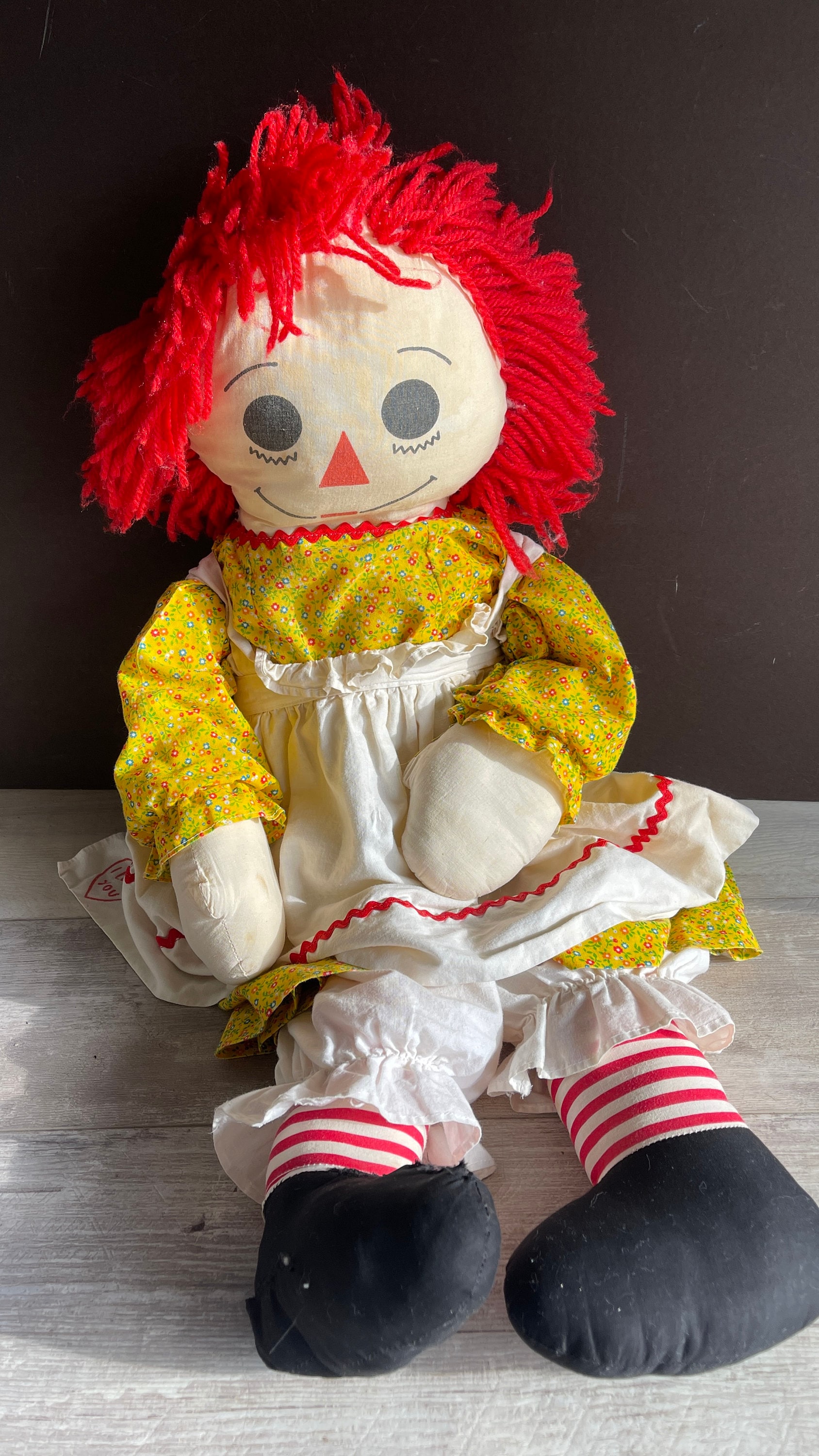 Vintage Raggedy Ann Doll - 36 Inch Extra Large - 1980s - Worn and
