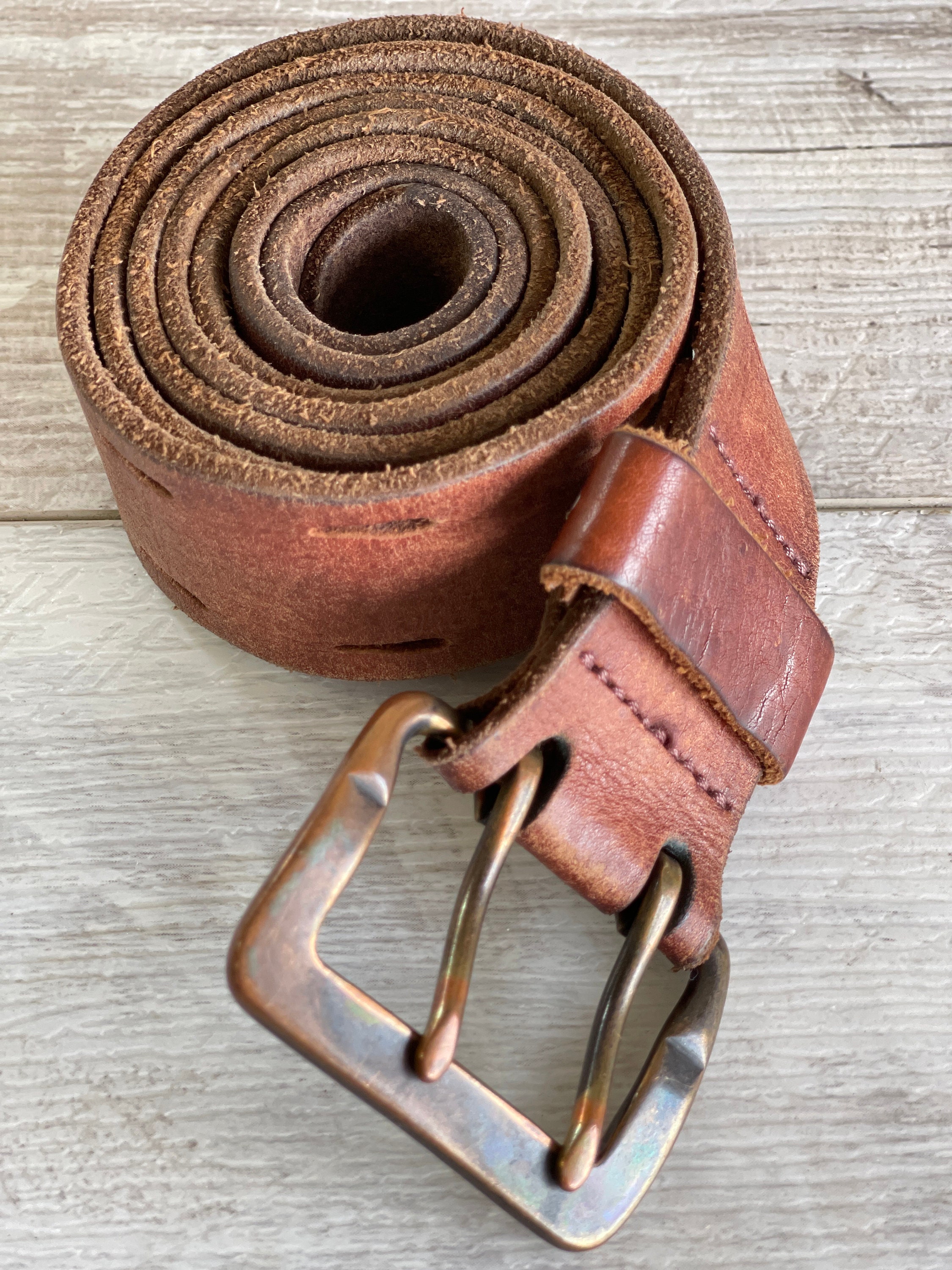Vintage Brown Leather Belt American Eagle 1977 Brand 