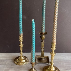 Vintage Taper Twist Candles - Gold and Teal - Cape Cod Candle Company - Set 4