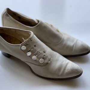 Antique Shoes - Kid Leather Wedding Kitten Heels Edwardian