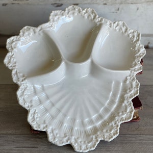 Vintage Serving Dish - California Pottery 282 Divided Dish - Lace Edge Mid Century Veggie Platter