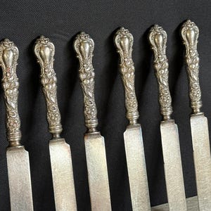 Antique Wallace Hibiscus Silverplate Knives Flatware - Hollow Handle c. 1900