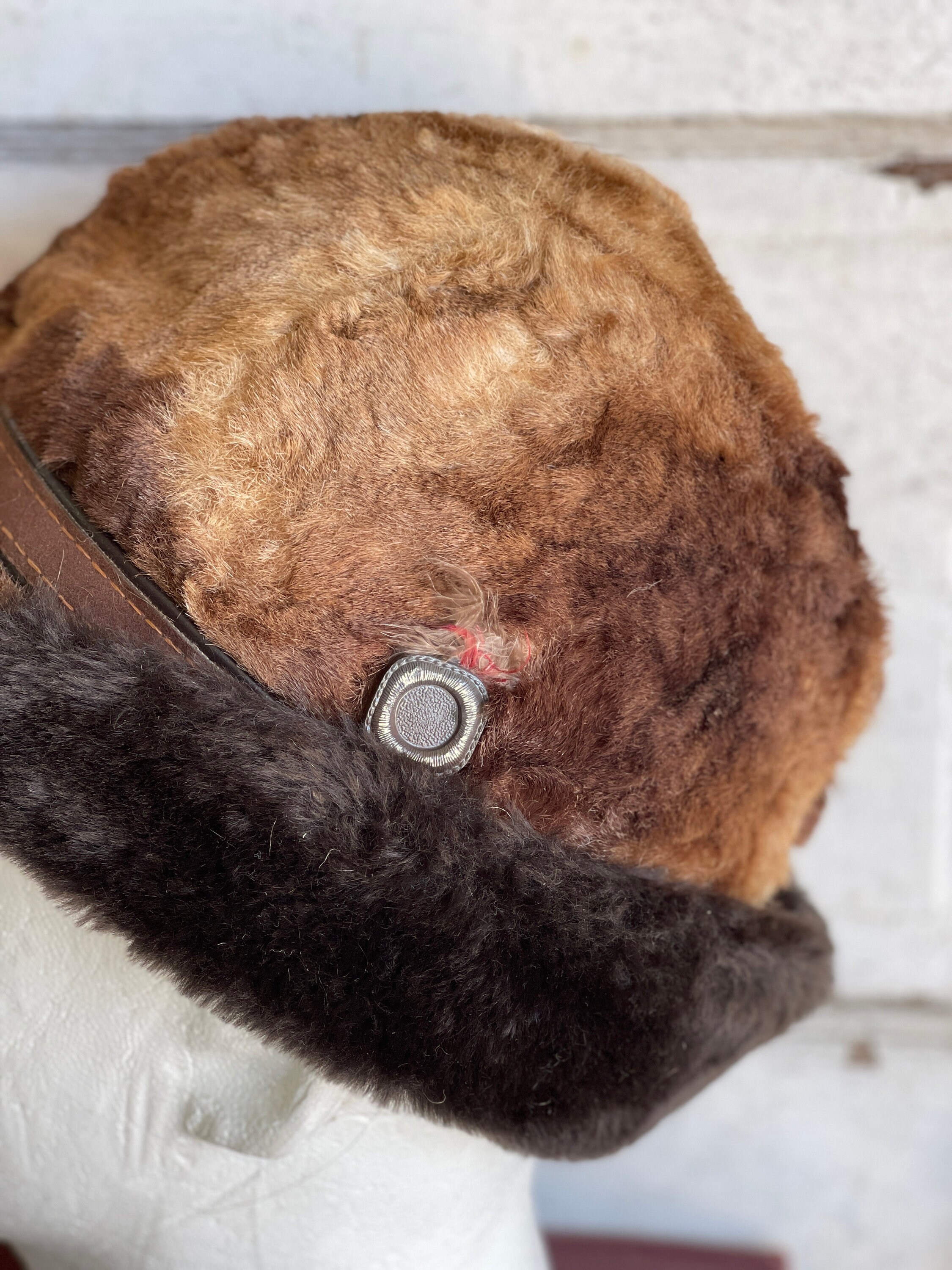 Vintage Faux Fur Hat Alpine - Unisex Brown and Black Fedora