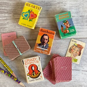 Vintage Miniature Cards - Whitman 1960s Old Maid, Authors, Crazy 8s, Hearts,  Animal Rummy, Snap - Complete
