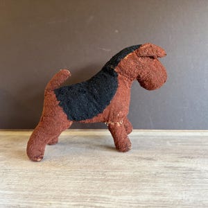 Antique Steiff Terrier Stuffed Dog Mohair Sawdust Fill Airedale -Broken Squeaker