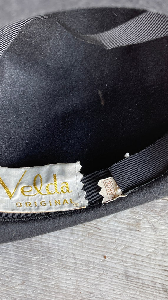 Vintage Fedora Hat -Velda Original Large - Black … - image 4