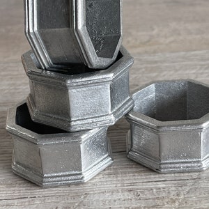 Vintage Napkin Rings - Pewter Alloy Set 4 - International Silver Brand - Octagonal