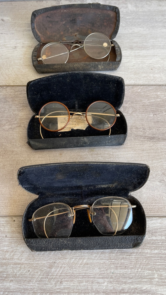 Vintage Eyeglasses Spectacles Wire Rim 1940s Gold… - image 10