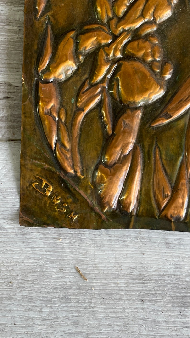 Vintage Copper Iris 3D Wall Art Handmade Dimensional Metal Etsy