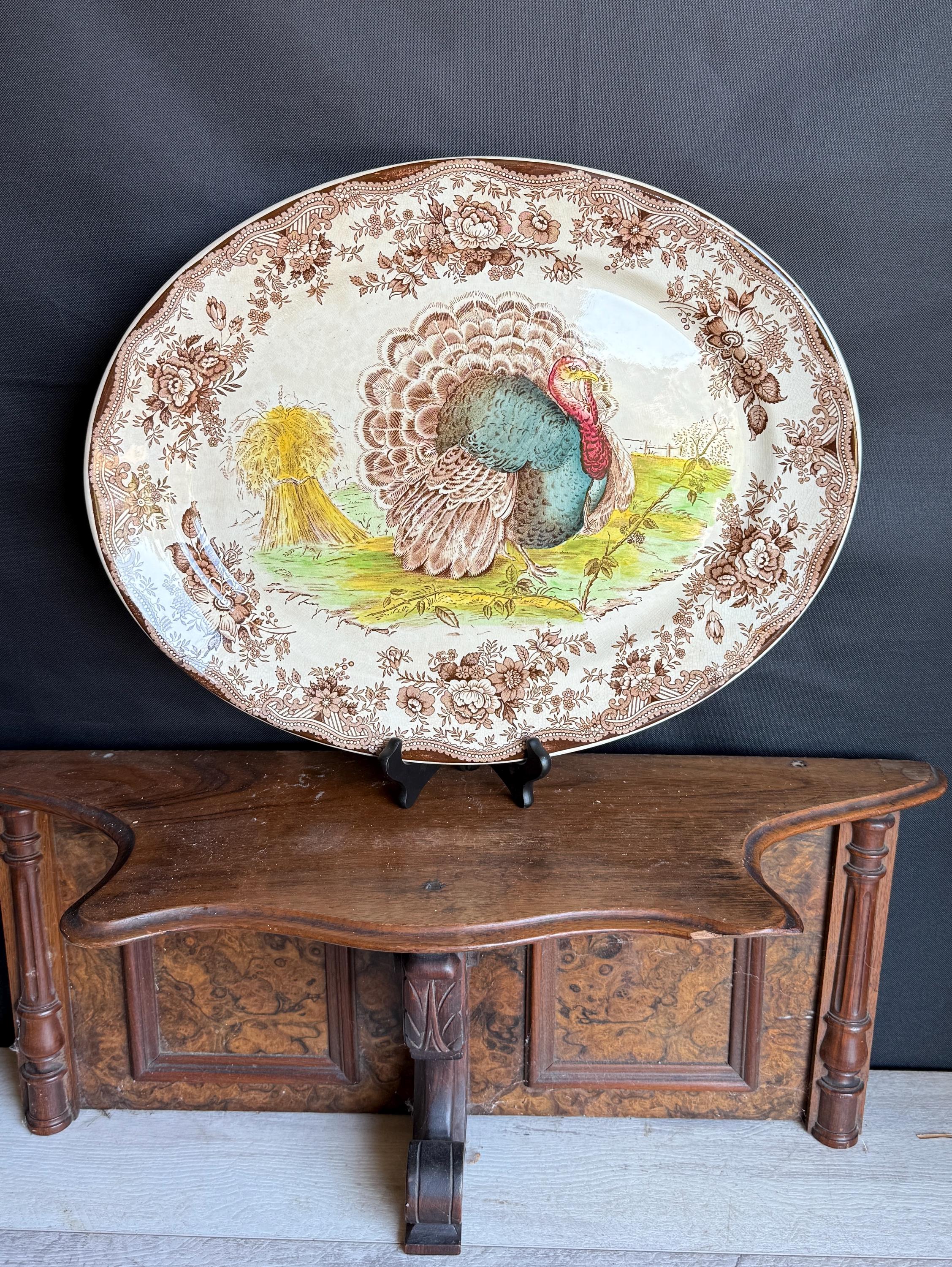 Vintage Turkey Platter Clarice Cliff Tonquin Polychrome Brown