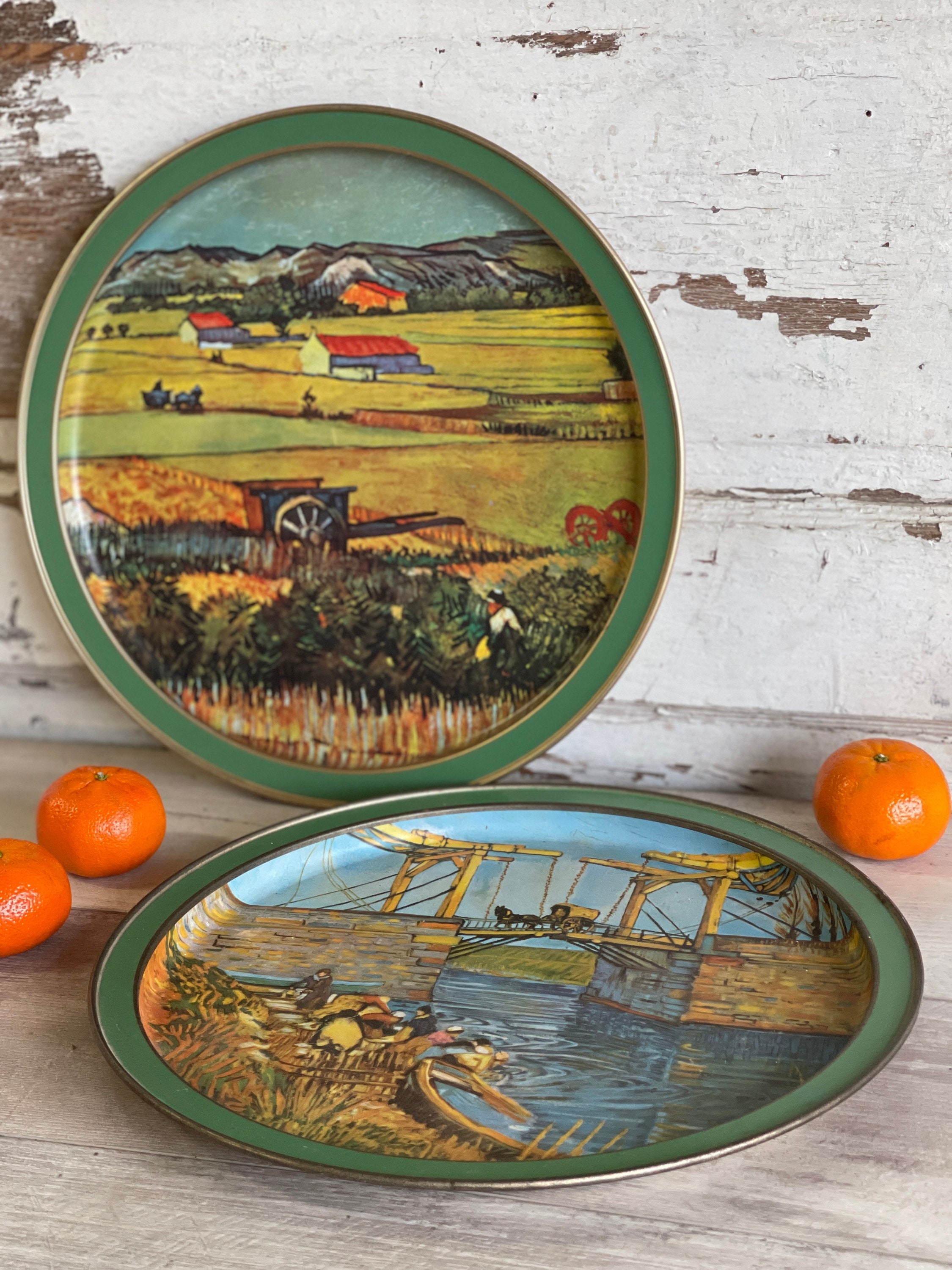 Vintage Print Van Gogh Trays - Set 2 - Sunbeam Tin - Wall Art or