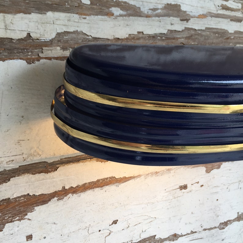 Art Deco Navy Blue and Gold Headboard Lamp Vintage Wall Mounted Sconce
