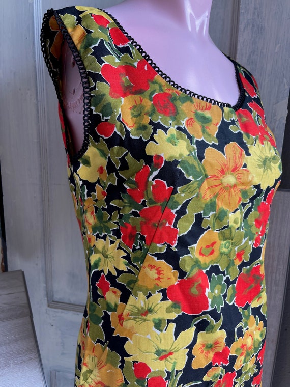 Vintage Sheath Dress - 1960s Floral Summer Cotton… - image 4