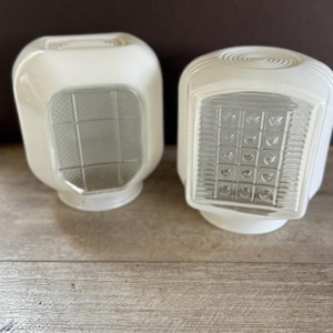 Art Deco Milk Glass Sconce Shade: Window Pane or Dotted Pattern