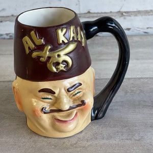 Vintage Shriners Mug Masonic Fez Hat Ceramic Cup - Al Kaly