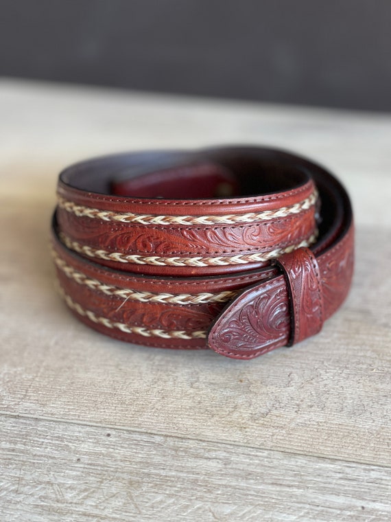 Vintage Justin Leather Belt- Cowboy Western Style 