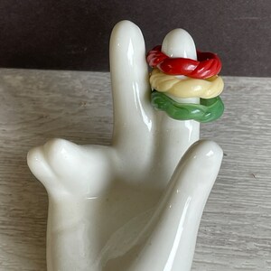 Vintage Avon Stacking Rings - Red Yellow Green Autumnal Woven Plastic ...
