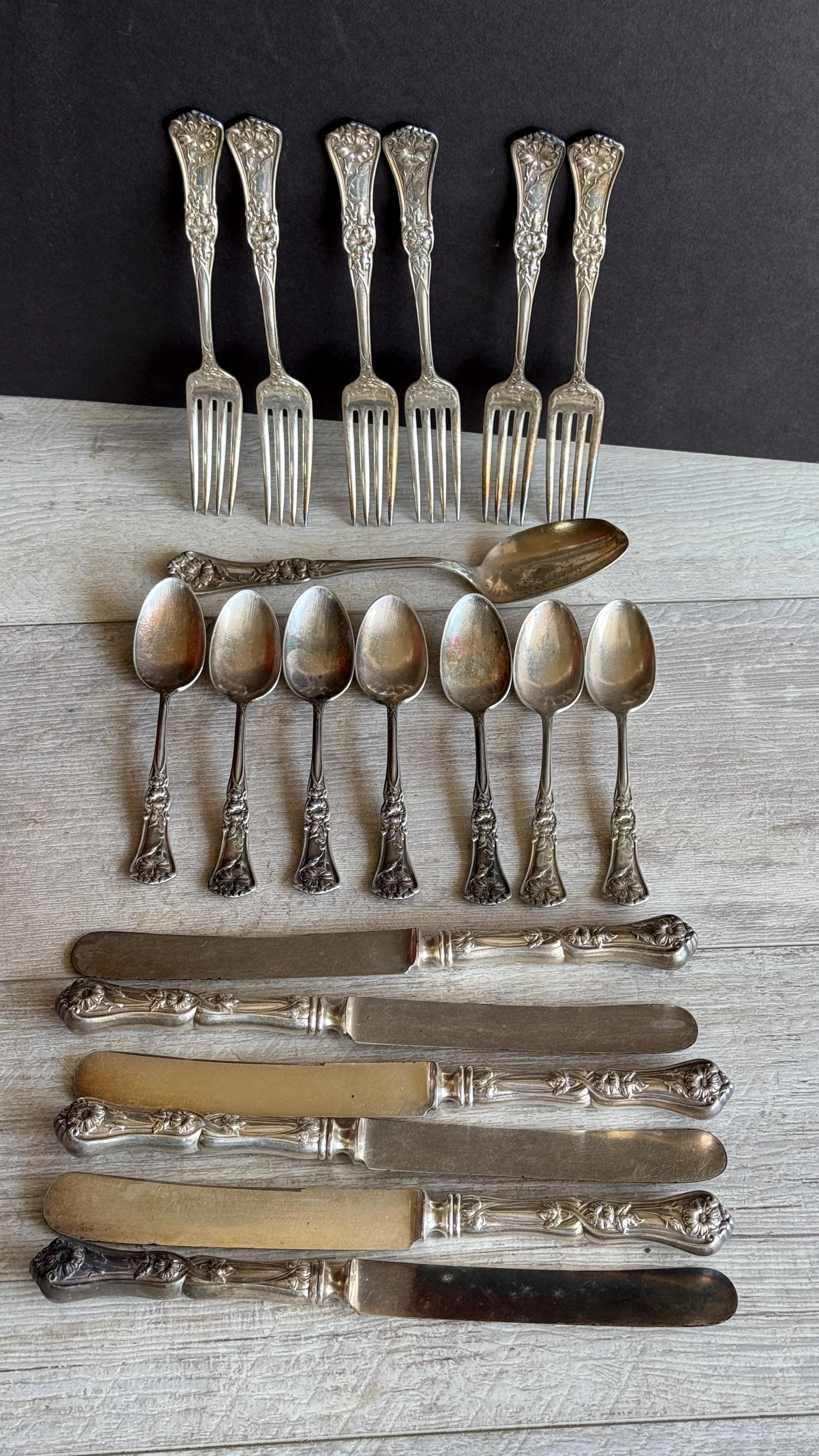 Antique Grenoble Gloria Silverware Silverplate Flatware 1906 Art