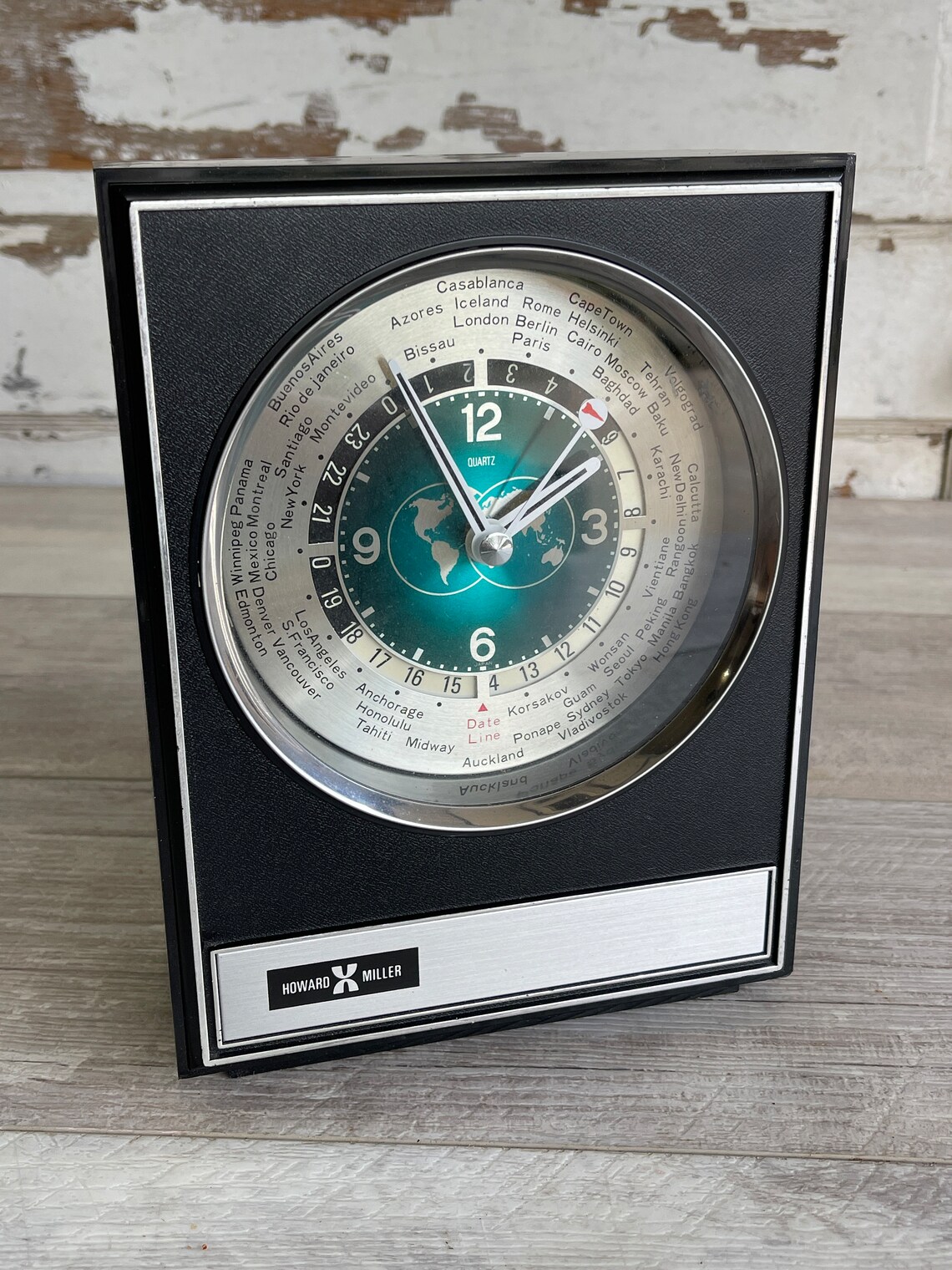 Vintage Howard Miller World Time Clock 1960s Super Cool Time Etsy