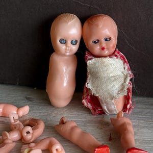 Vintage Galetti Celluloid Baby Doll Parts - Dollhouse Sleep Eye Hong Kong Creepy Babies -