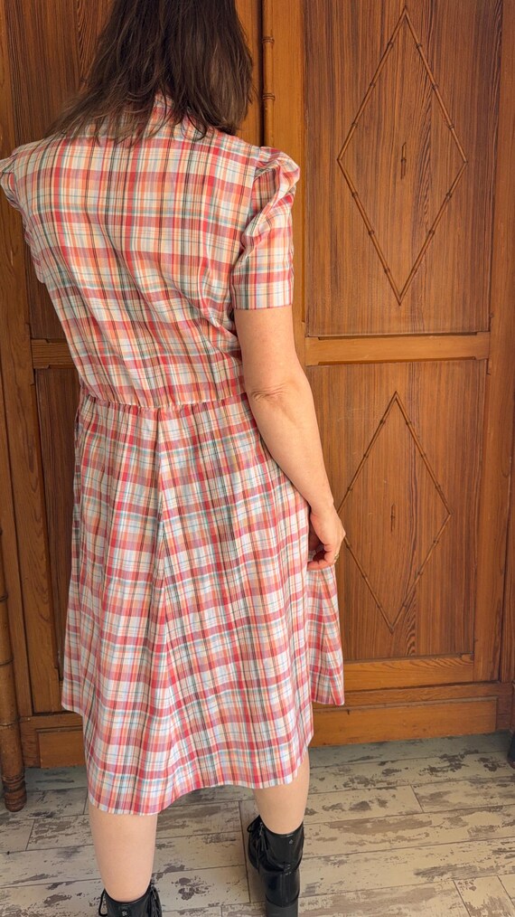 Vintage Handmade Plaid Dress - 1970s Housedress -… - image 8