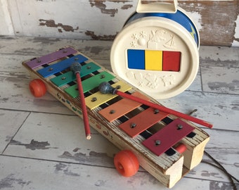 Vintage Fisher Price Xylophone and Drum