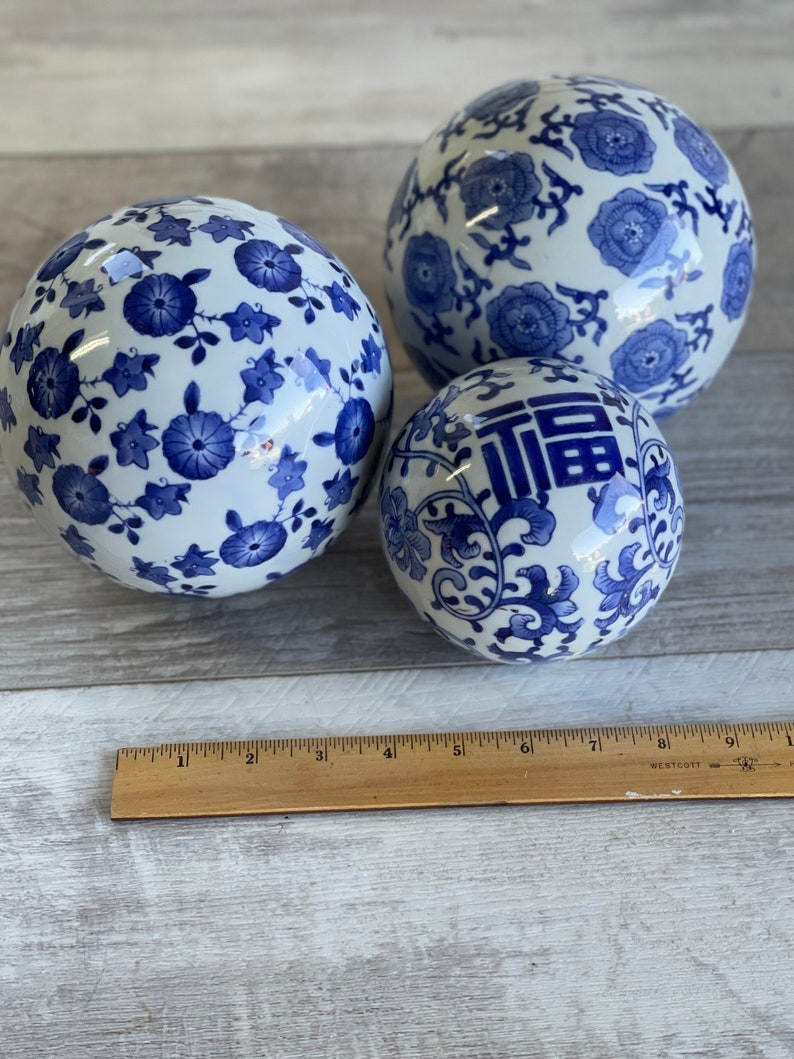 Vintage Chinoiserie Porcelain Carpet Balls Two Sizes Extra Etsy