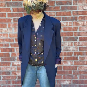 Vintage Oversize Blazer - 100% Cotton Summer 1990s  - Womens Medium Green Plaid