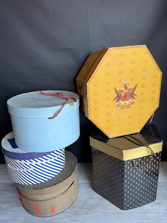 激レア　レトロ　レコードセット　ボックス付き　１４枚セット Vintage 1950s Knox Hat Box - Yellow Octagon Hatbox - Etsy