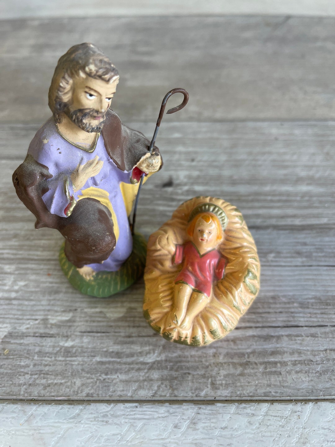 Vintage Nativity Figures Chalkware Plaster Joseph or Baby Etsy