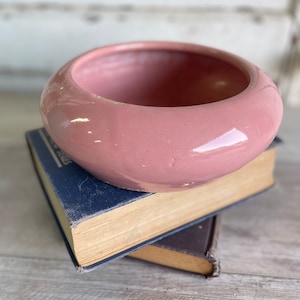 Vintage Ohio Pottery Bulb Bowl Pink - Dry Foot Stoneware Glass/Satin Glaze c. 1940s Succulent Planter