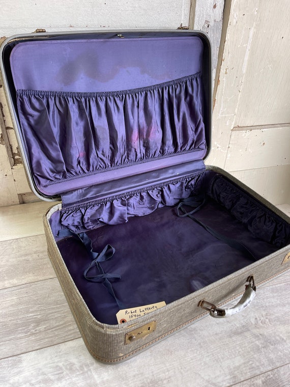 Vintage Suitcase -Gray Hardside Luggage - Medium S