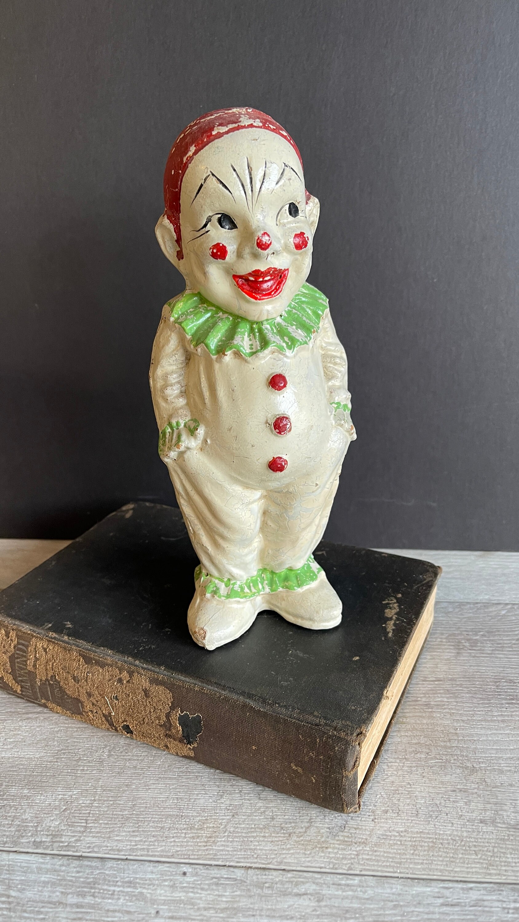 Cevik Clown Figurine USED ピエロ陶器人形置物 VTG Artmark Porcelain Ceramic Clown Unique & Eerie Figurine
