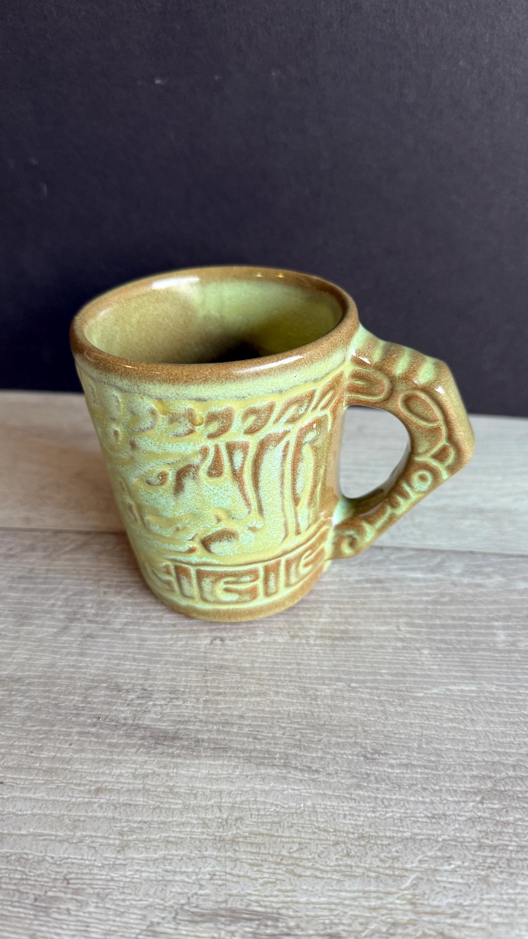 Vintage Frankoma Mug - Ada Clay 7CL Mayan Aztec Prairie Green - Etsy