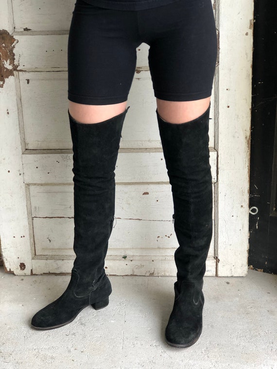 Vintage Over The Knee Suede Boots -Handmade