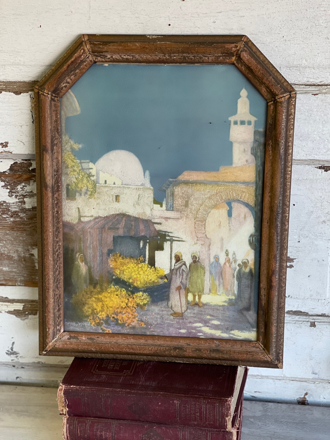 Antique Art Deco Frame Print Louis Seybold Middle Eastern Etsy