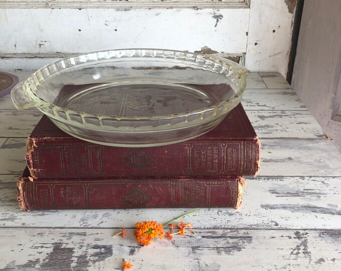 Vintage Pie Plate Fire King 10 Inch Fluted Deep Dish 470 Large Clear Glass Etsy