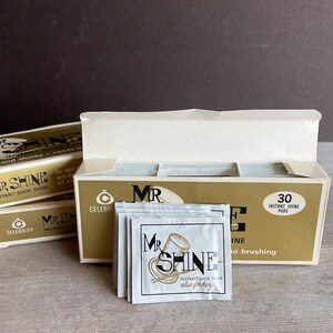 Vintage Mr Shine Instant Shoe Shine Wipes - New Old Stock Complete Box - 30 wipes