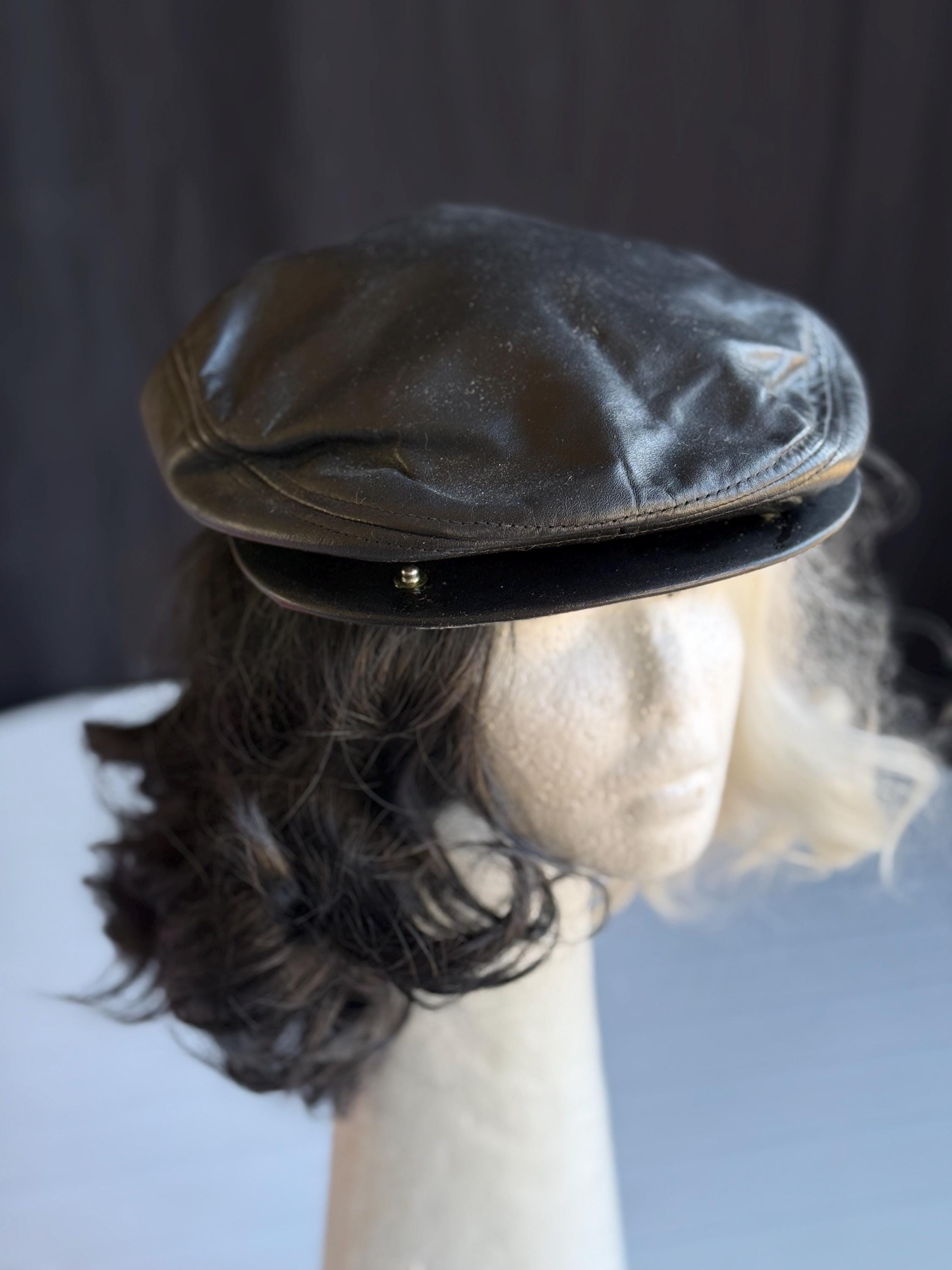Vintage Newsboy Cap - Black Leather - Country Gentleman Taxi