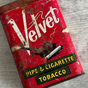 Vintage Velvet Tobacco Tin -Pipe/Cigar  &quot;America&#39;s Smoothest Smoke&quot;