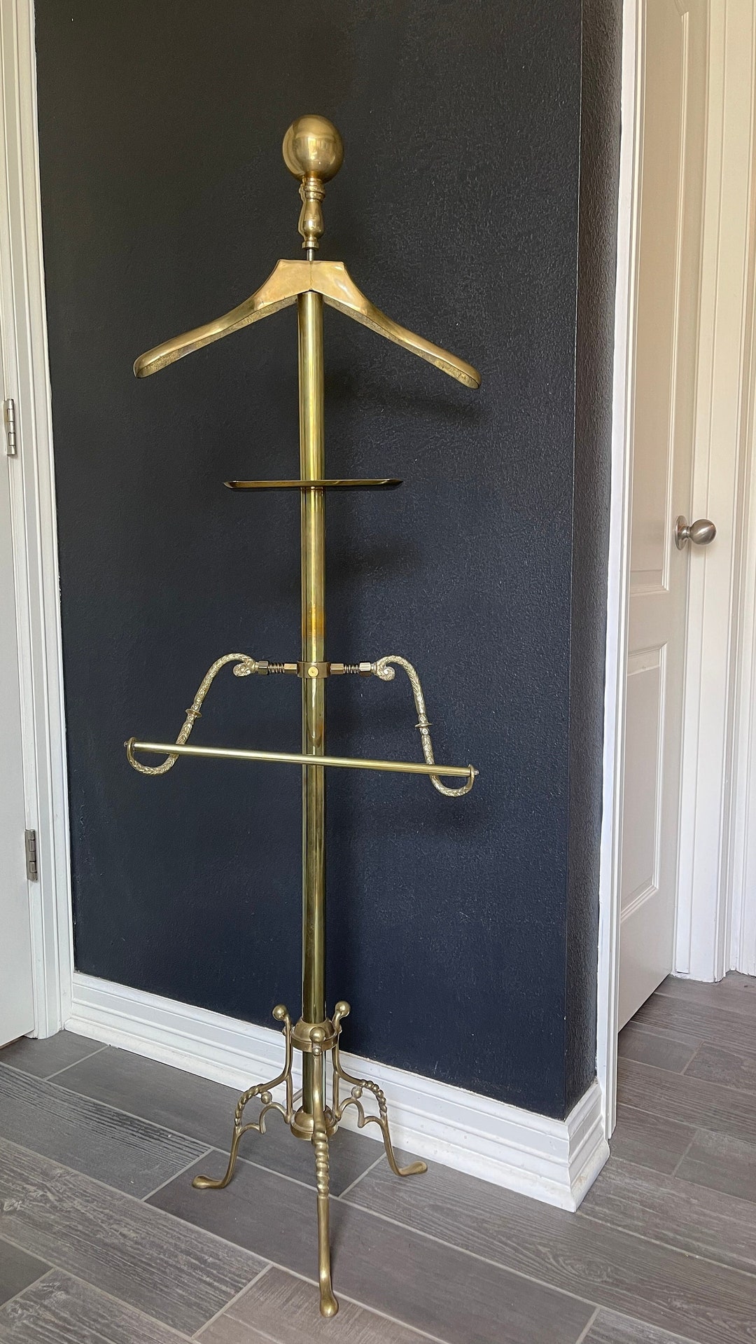 Vintage Brass Valet Clothing Rack Hollywood Regency Mid Etsy