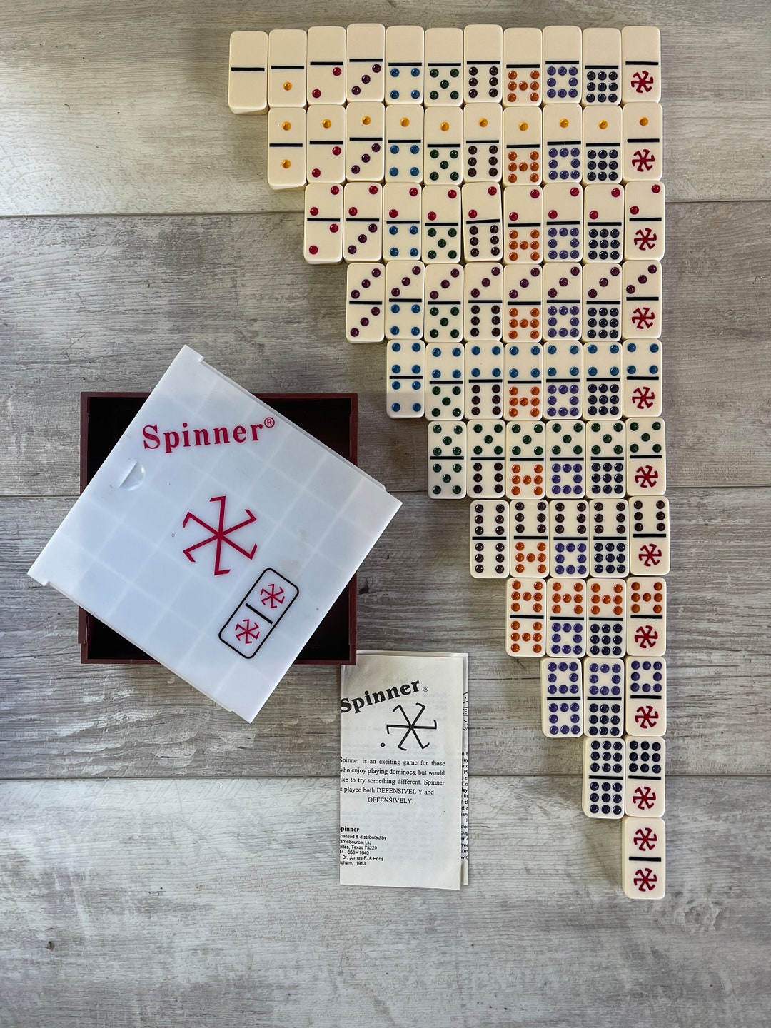 Vintage Dominoes Spinner Game in Box C. 1970s Complete Etsy