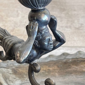Antique Figural Chamber stick -Candlestick Meriden Silver Company Sculptural Man