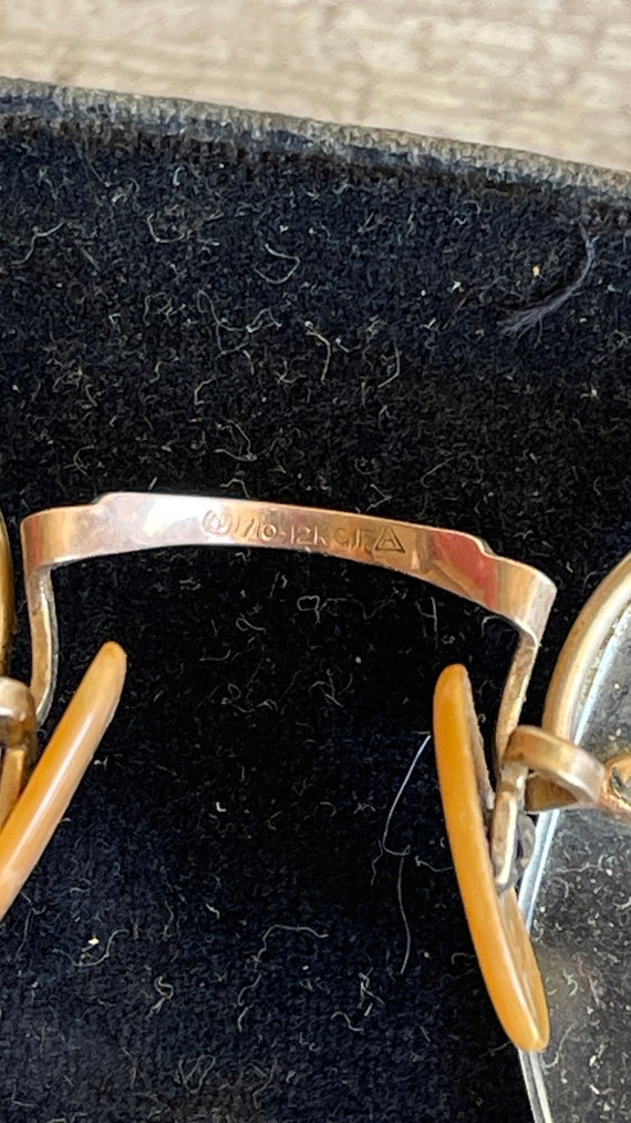 Vintage Eyeglasses Spectacles Wire Rim 1940s Gold… - image 9