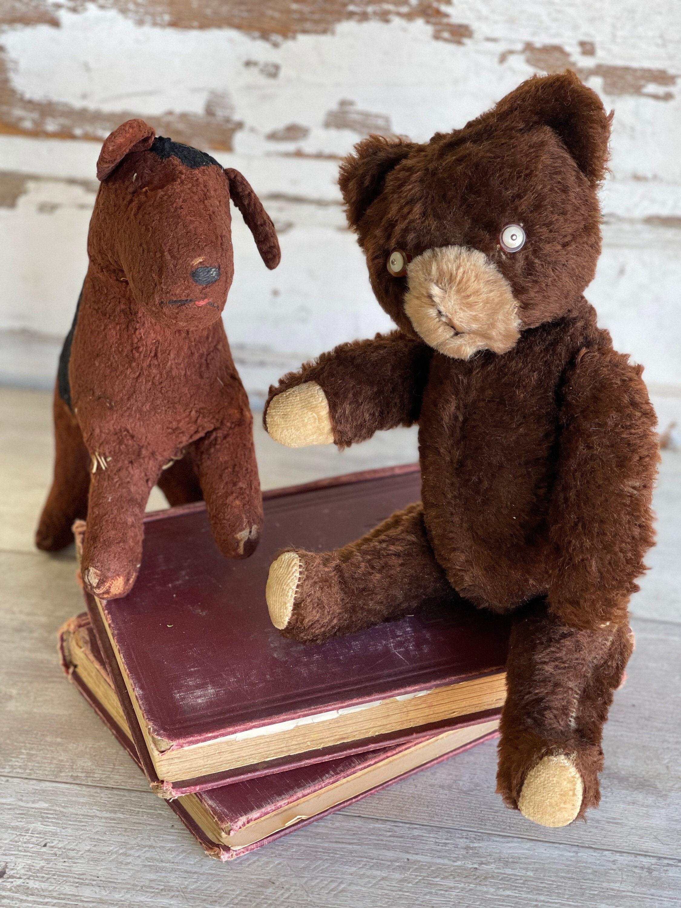 Antique Knickerbocker Bear Stuffed Mohair Jointed 14 Inch - as Is