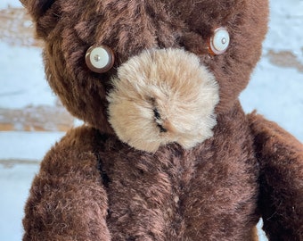 Antique Knickerbocker Bear Stuffed Mohair Jointed 14 Inch - as Is