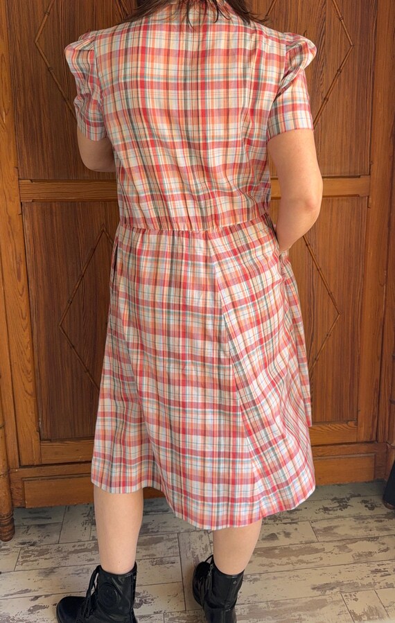 Vintage Handmade Plaid Dress - 1970s Housedress -… - image 14