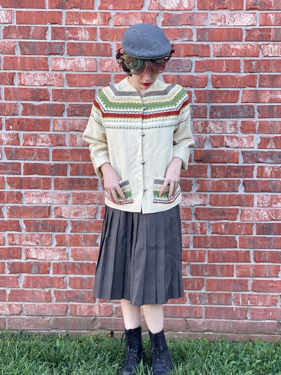 Vintage Newsboy Cap - Handmade Wool Small Size Unisex - Gem