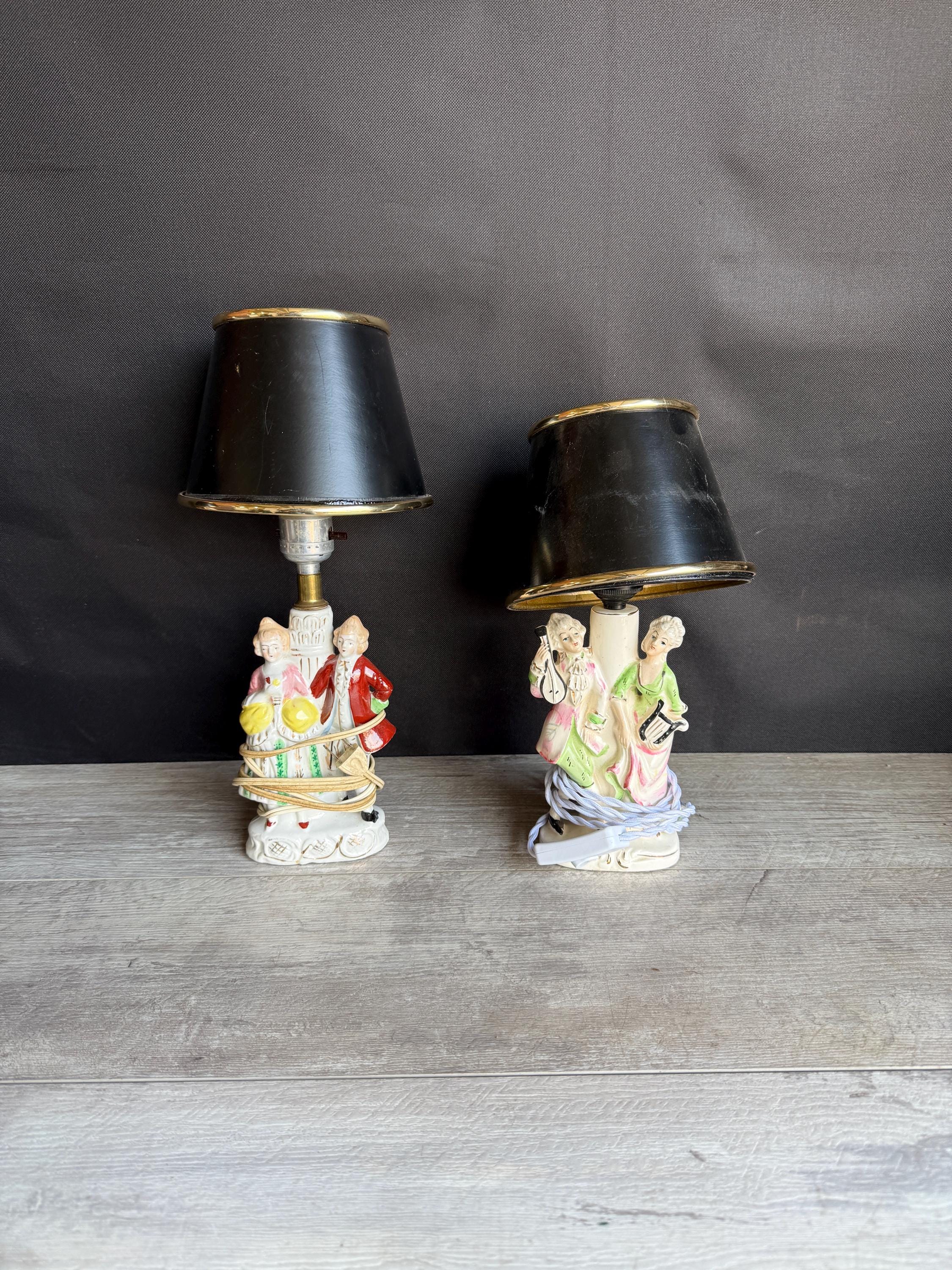 Vintage Figural Lamp - Colonial Couple - Porcelain Occupied Japan
