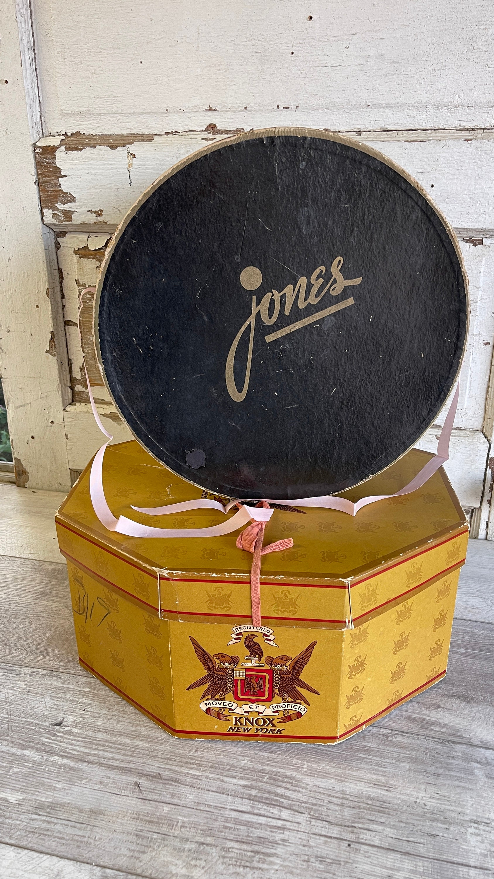 Vintage 1950s Knox Hat Box - Yellow Octagon Hatbox - Etsy